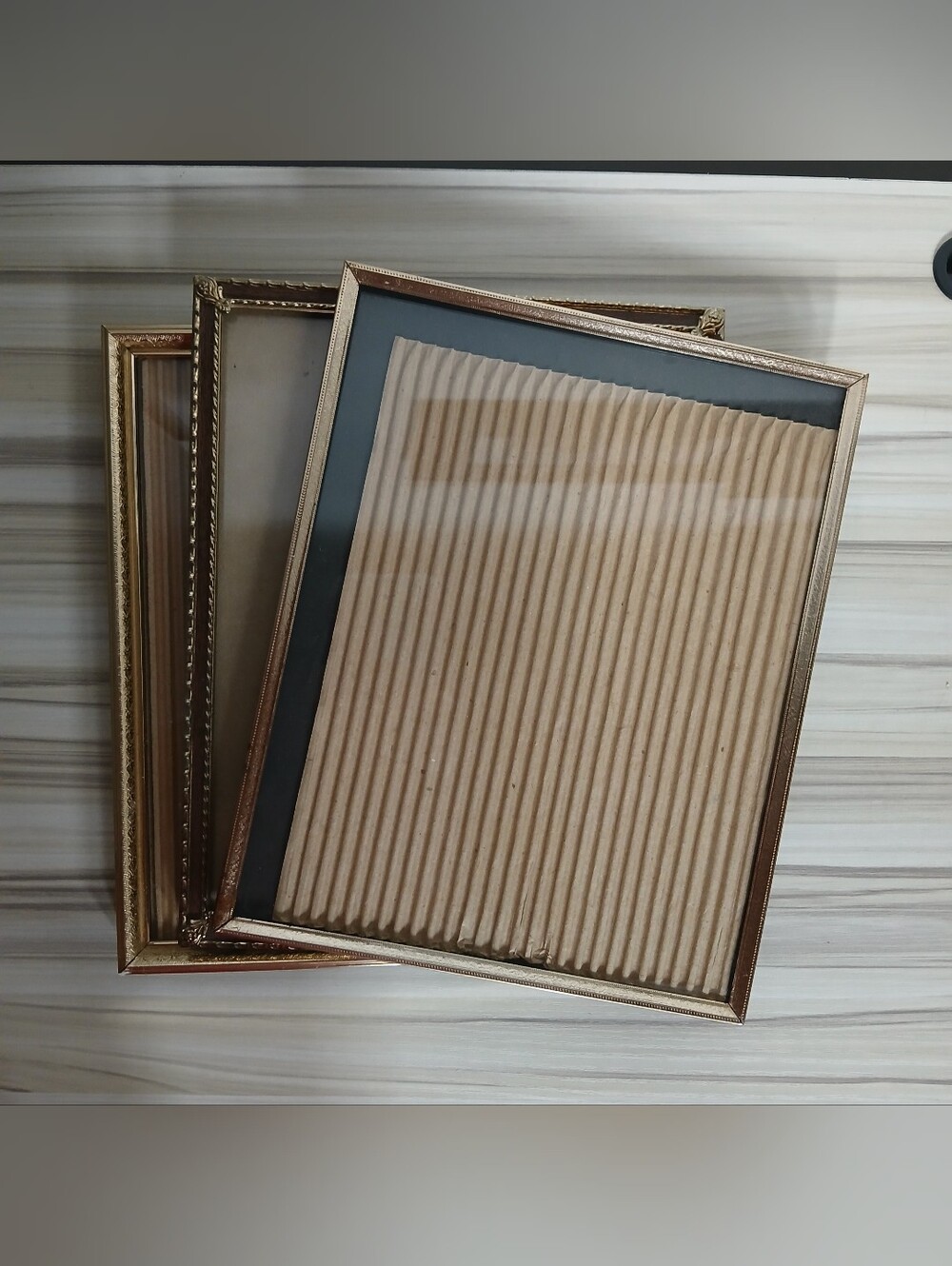 Vintage Lot of 3 Ornate Brass Metal Picture Frames Hollywood Regency MCM 8x10”